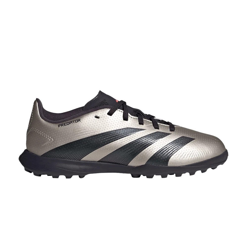 adidas Kids Predator Soccer Sneakers in Metallic Silver and Black
